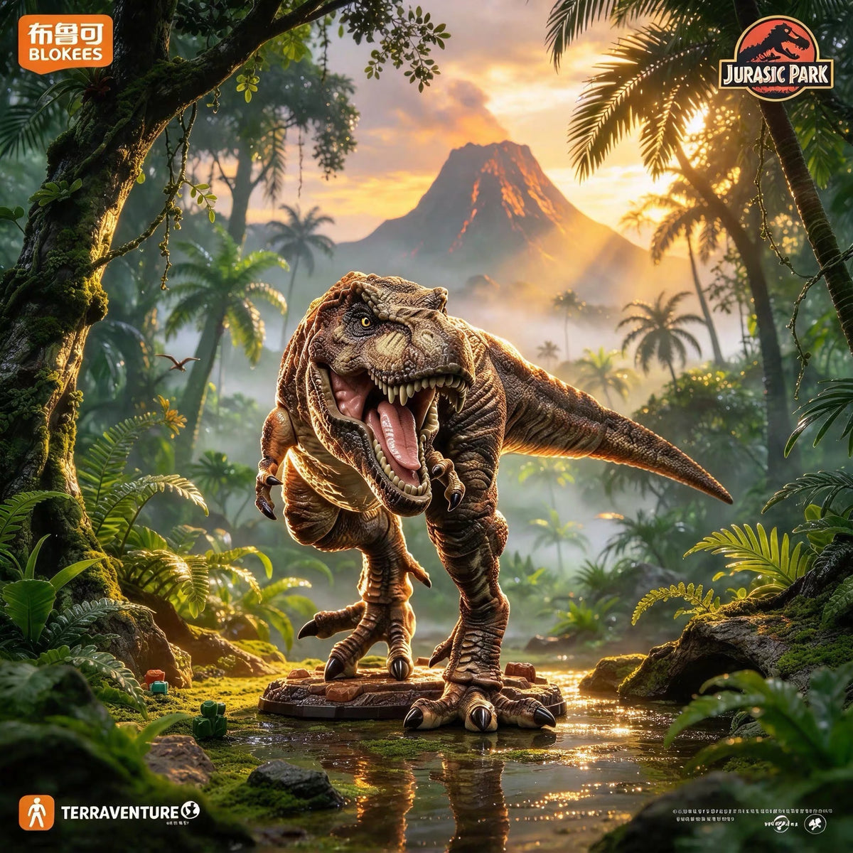 BLOKEES TERRAVENTURE JURASSIC PARK — TC01 TYRANNOSAURUS REX & TC02 TRICERATOPS 1:64 BUILDABLE MODEL KITS