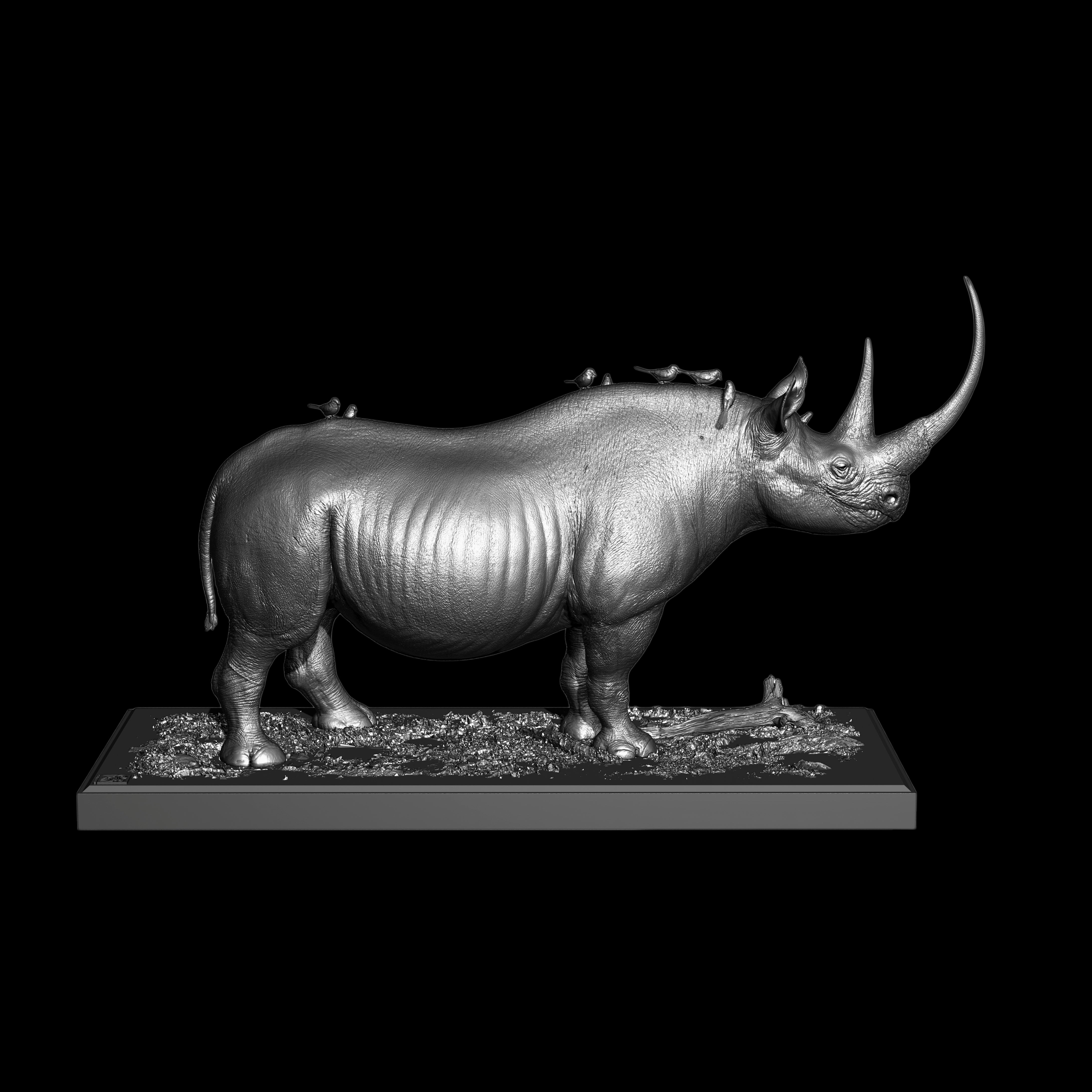 Black Rhinoceros (Diceros bicornis) statue Model Kit 1:35 1:18 1:15 1:10 1:6 Scale