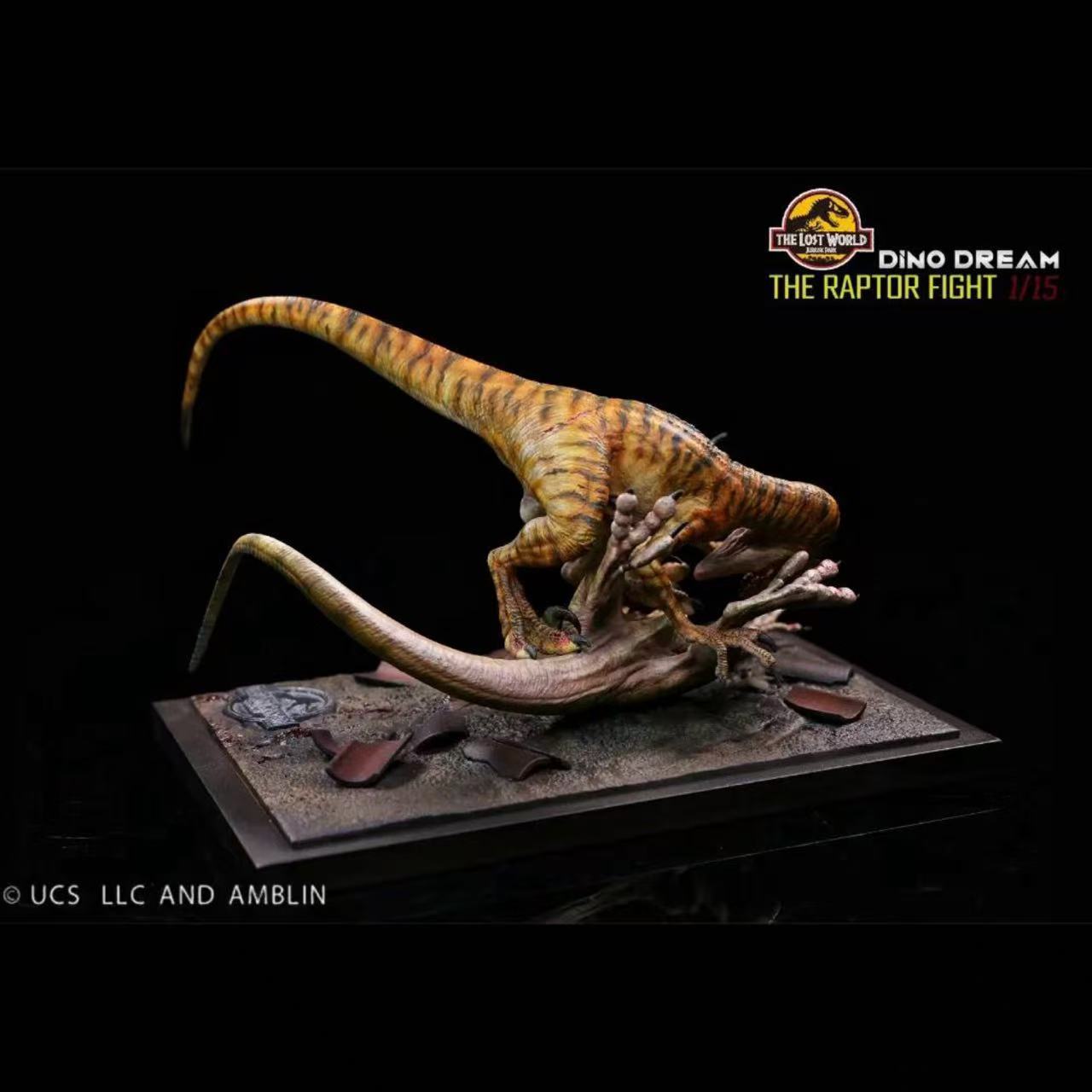 DinoDream | Jurassic World Velociraptor Raptor Pair Battle Statue | 1/15 Scale