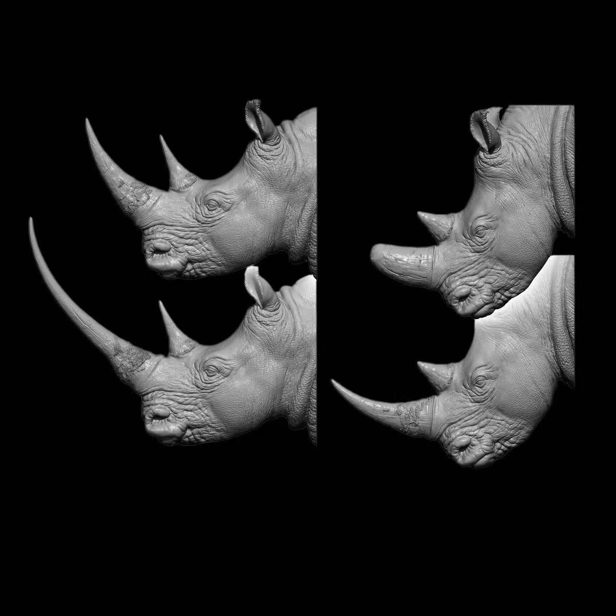 White Rhinoceros statue Model Kit 1:10 1:15 1:18 1:35 Scale