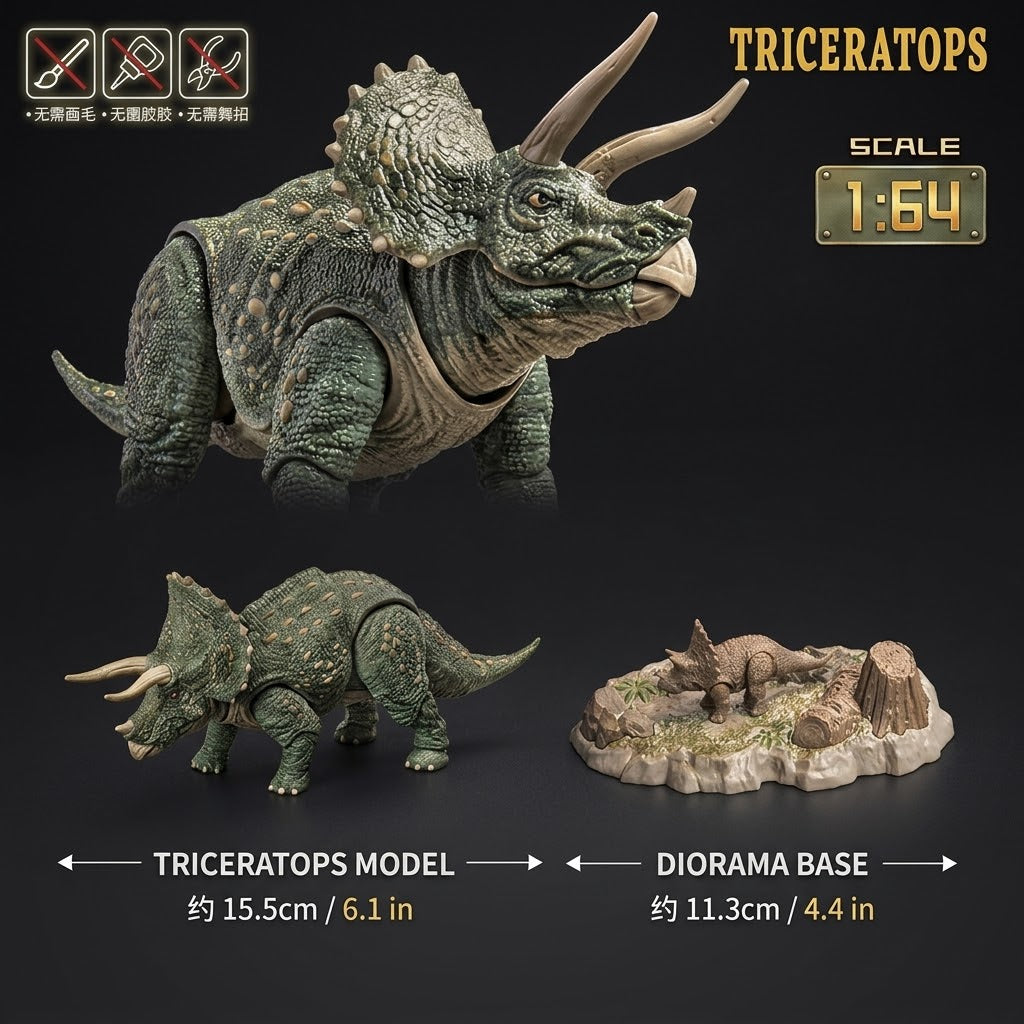 BLOKEES TERRAVENTURE JURASSIC PARK — TC01 TYRANNOSAURUS REX & TC02 TRICERATOPS 1:64 BUILDABLE MODEL KITS
