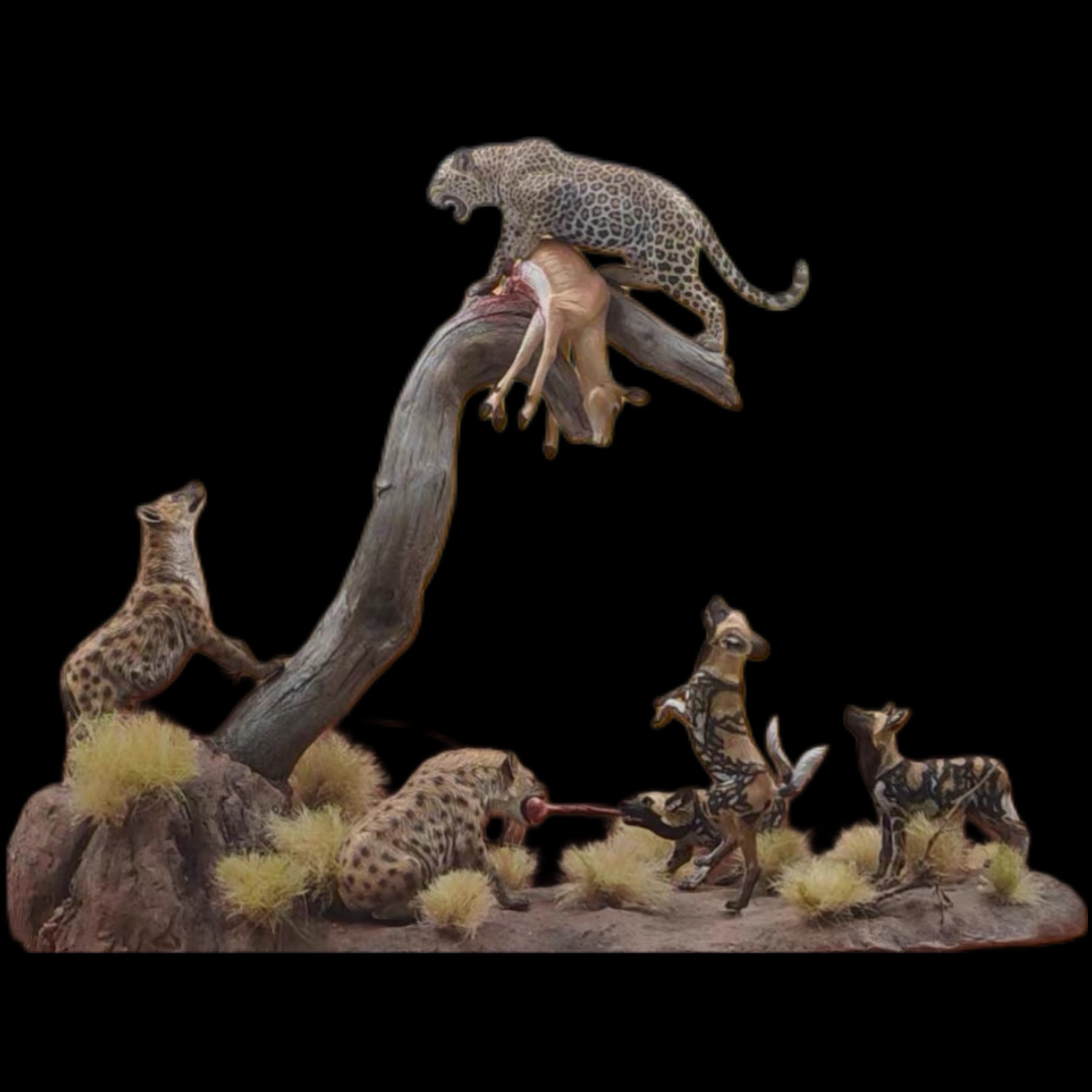 Leopard Food-Defense Scene Museum-Quality Wildlife Replica Figure 1:15 Scale Guoxiong Studio