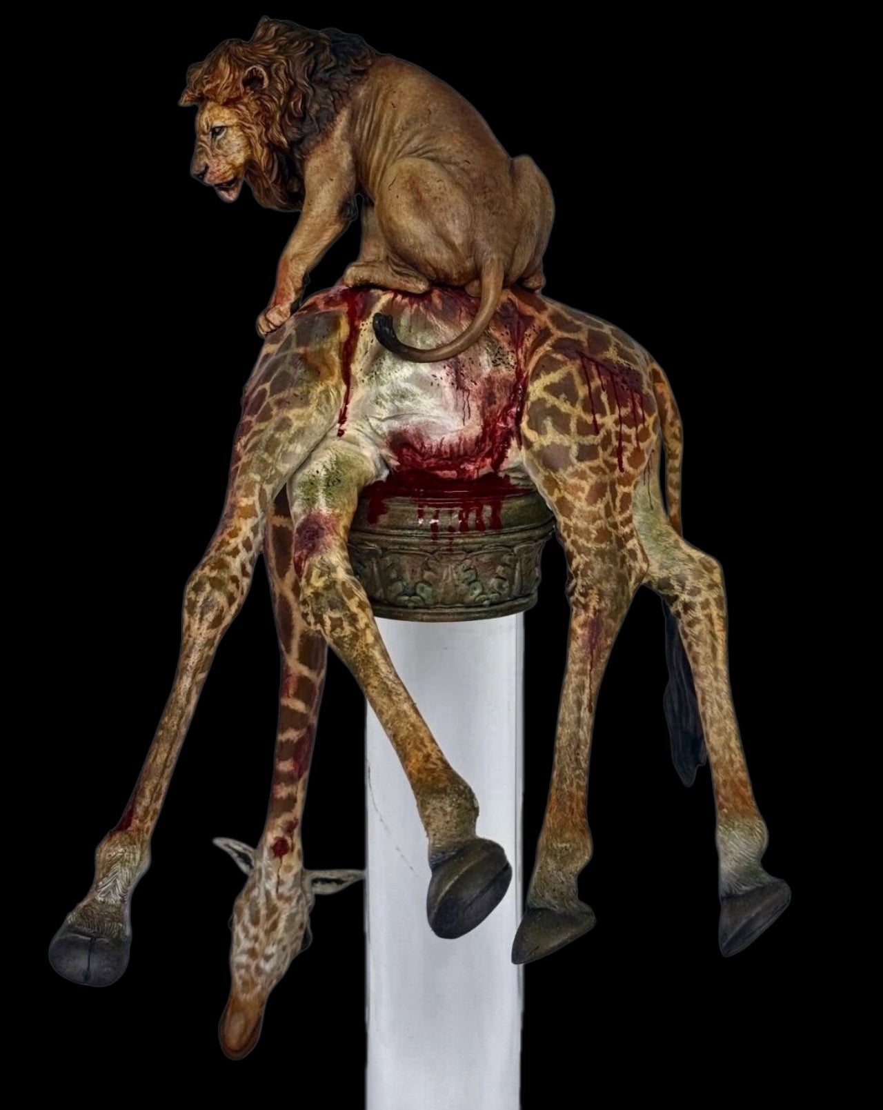 《Kiti cha ufalme》Panthera leo /Giraffa camelopardalis statue Model Kit 1:18 Scale Qi Le Studio