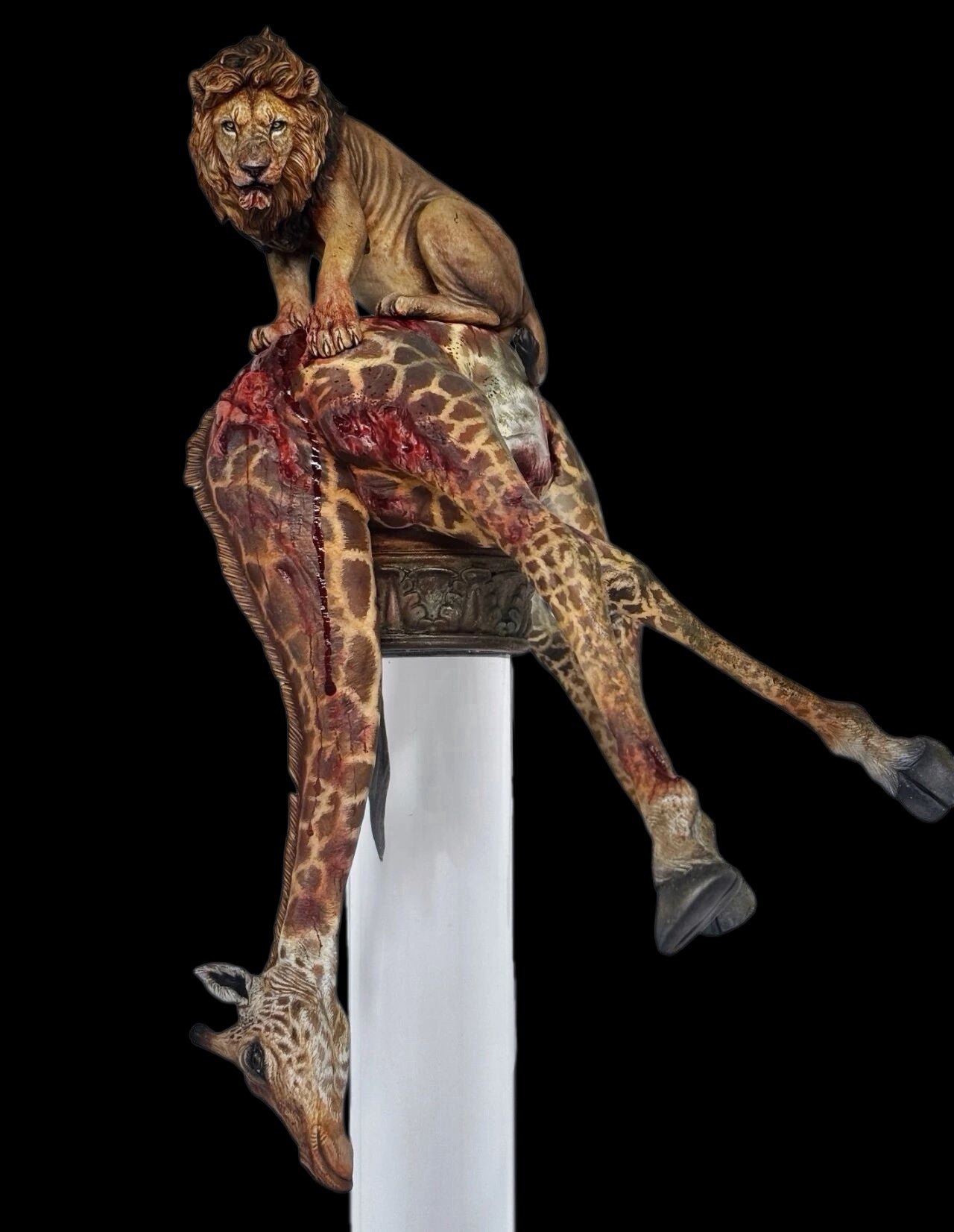 《Kiti cha ufalme》Panthera leo /Giraffa camelopardalis statue Model Kit 1:18 Scale Qi Le Studio