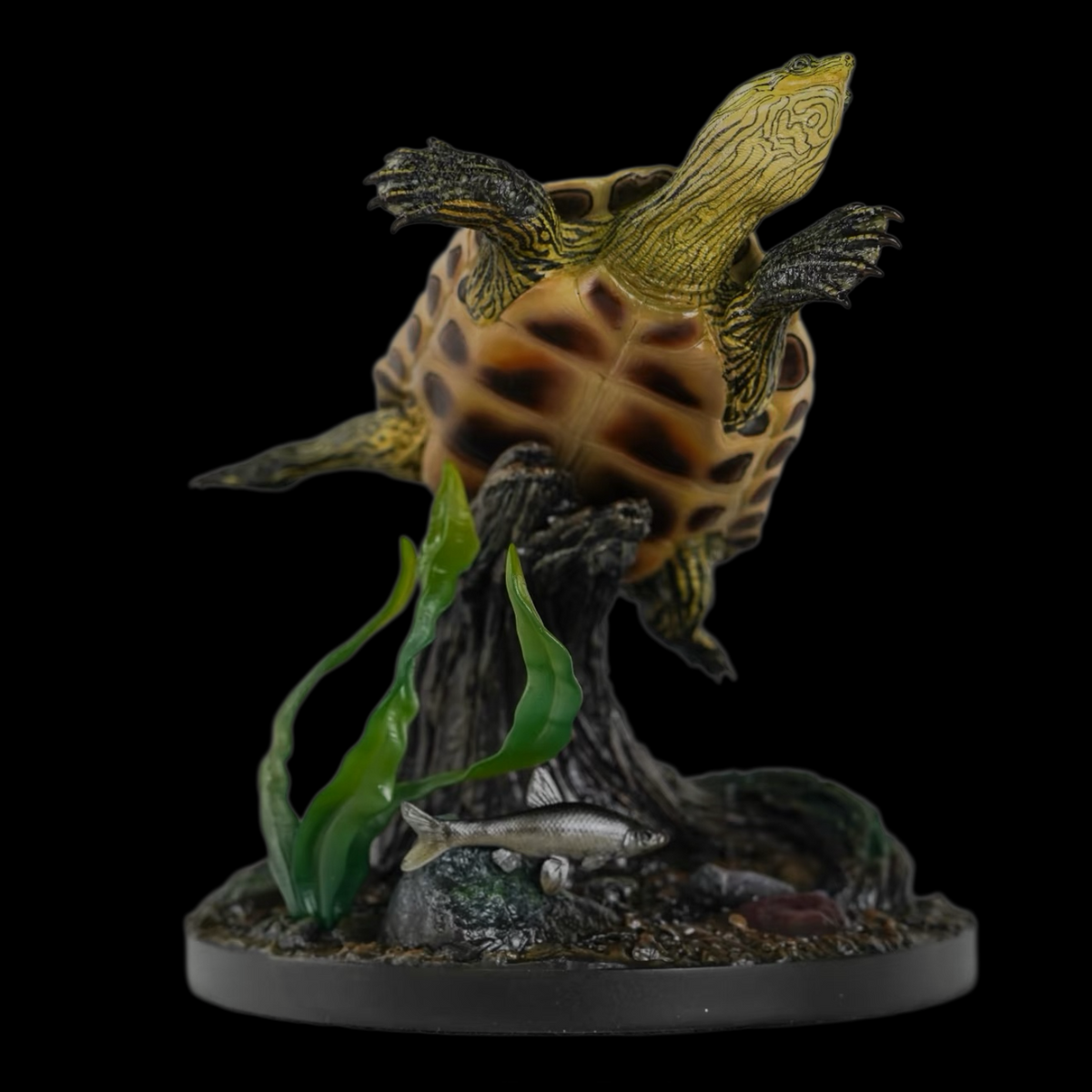CHINESE STRIPED-NECK TURTLE (MAUREMYS SINENSIS) DUAL-SCENE STATUE SET (PAINTED FINISHED EDITION)