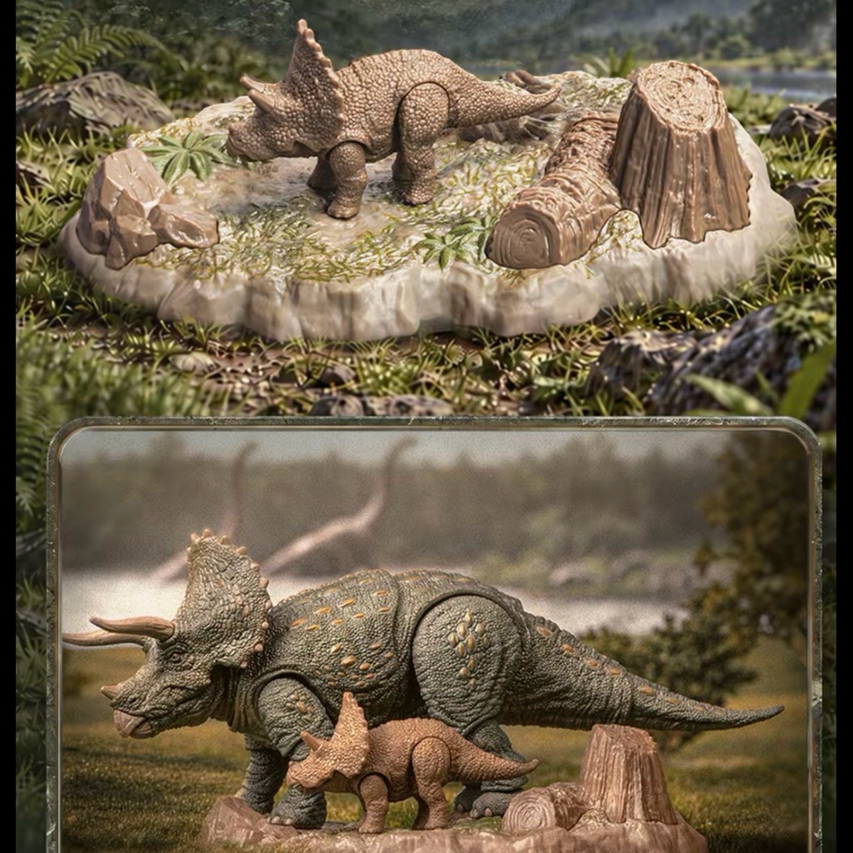 BLOKEES TERRAVENTURE JURASSIC PARK — TC01 TYRANNOSAURUS REX & TC02 TRICERATOPS 1:64 BUILDABLE MODEL KITS