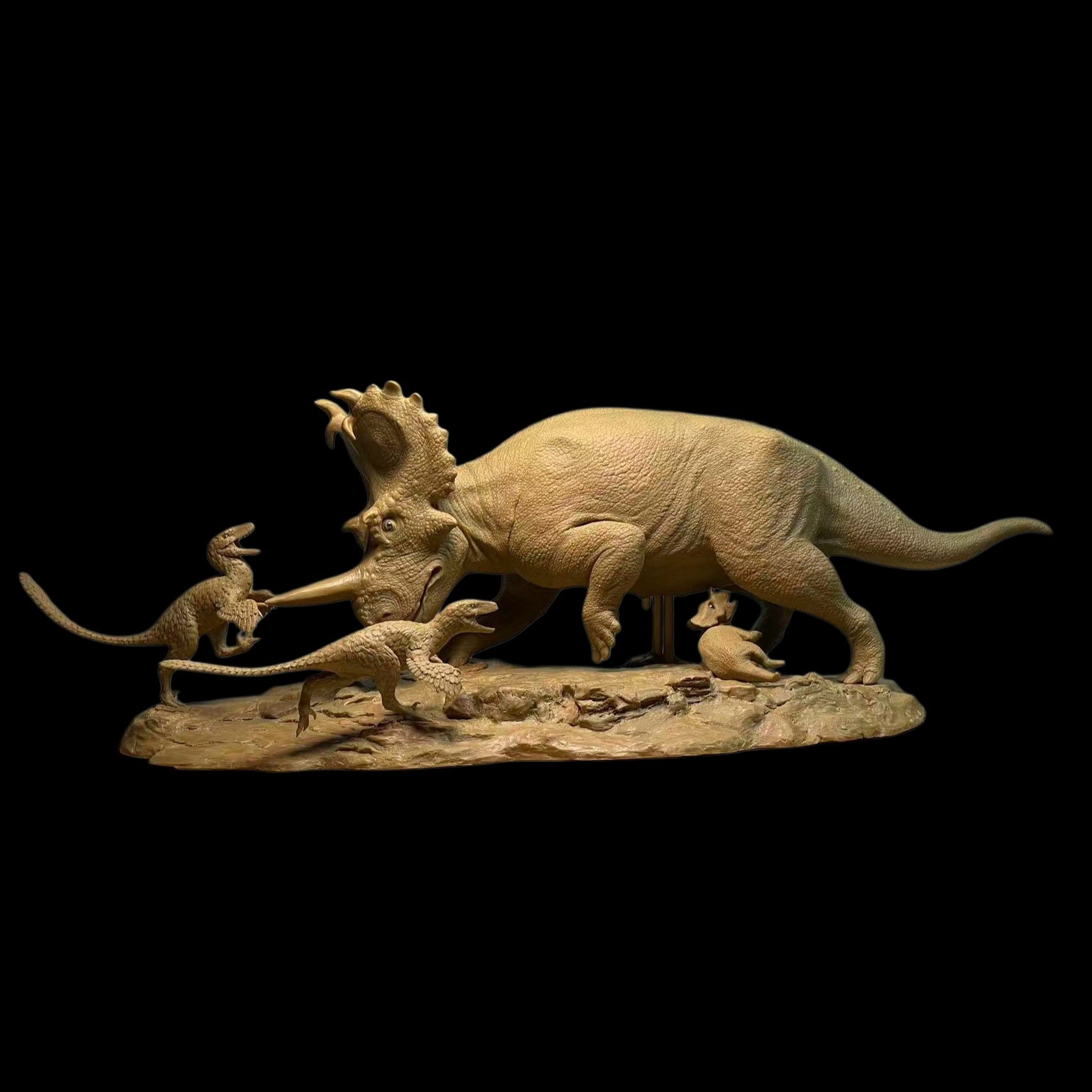 Centrosaurus vs Raptors statue Model Kit 1:18 Scale Sen Sen Studio