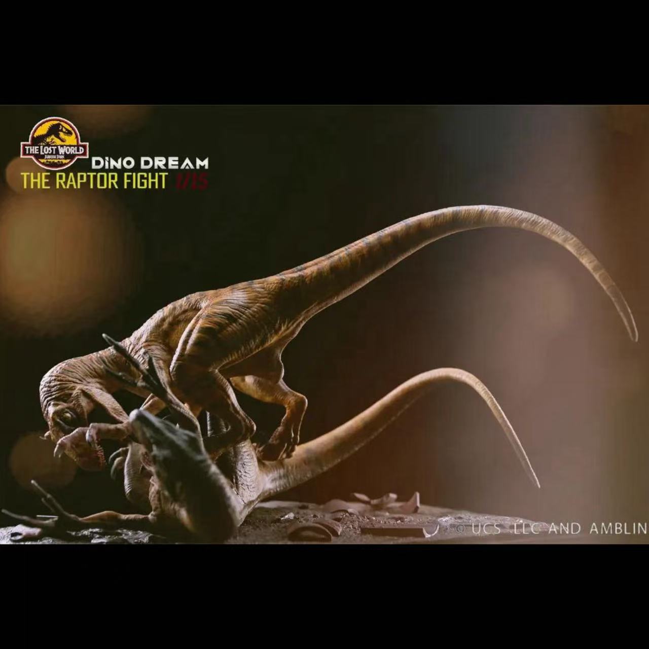 DinoDream  | Jurassic World  Velociraptor Raptor Pair Battle Statue | 1/15 Scale