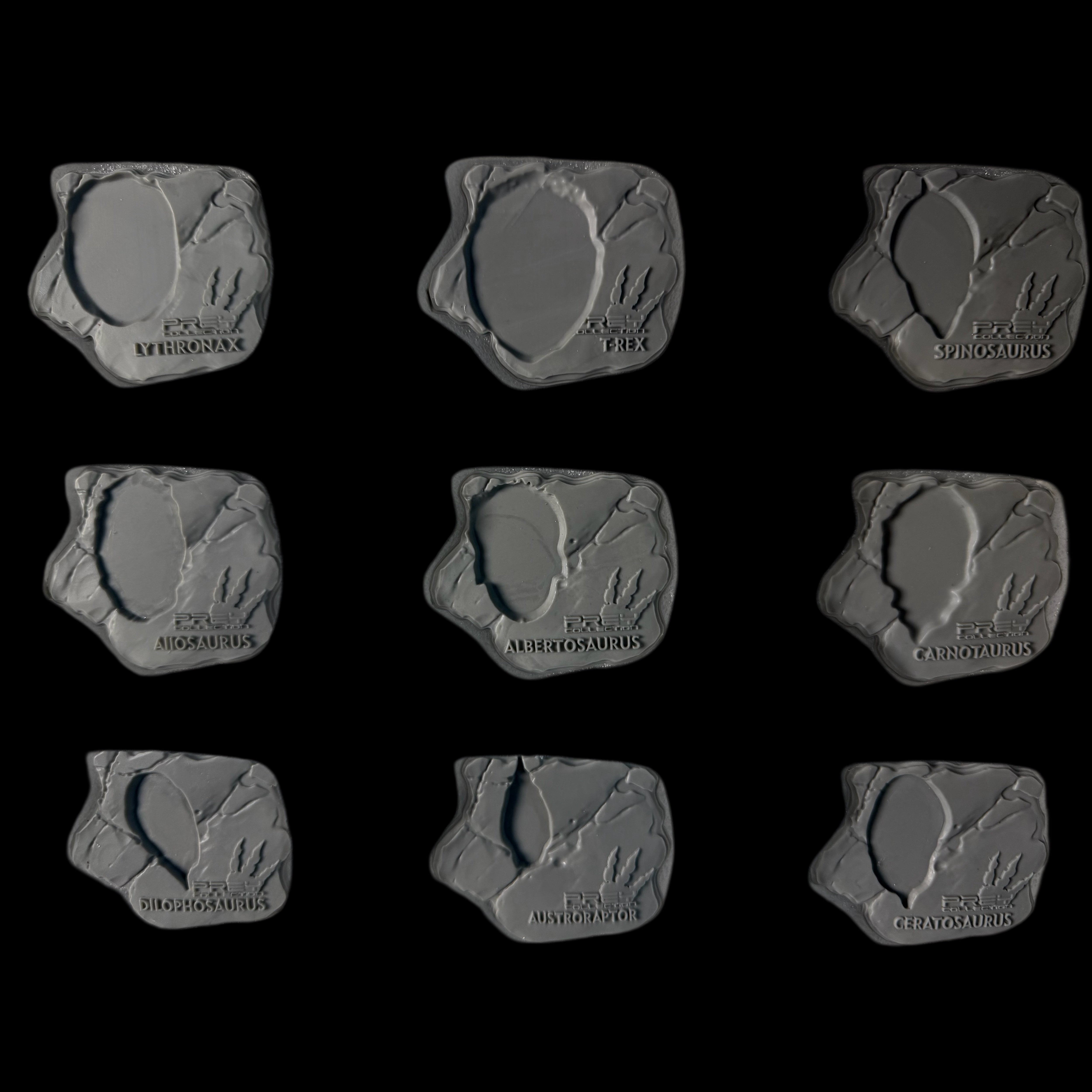T-Rex Head Collection (Set of 9) - 1:35 Scale Resin Model Kit Magnets & Wall Mounts