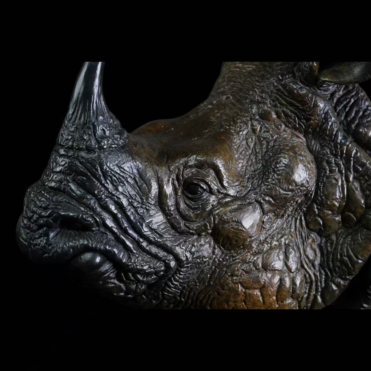 Indian Rhinoceros Head Bronze Statue Memory Museum