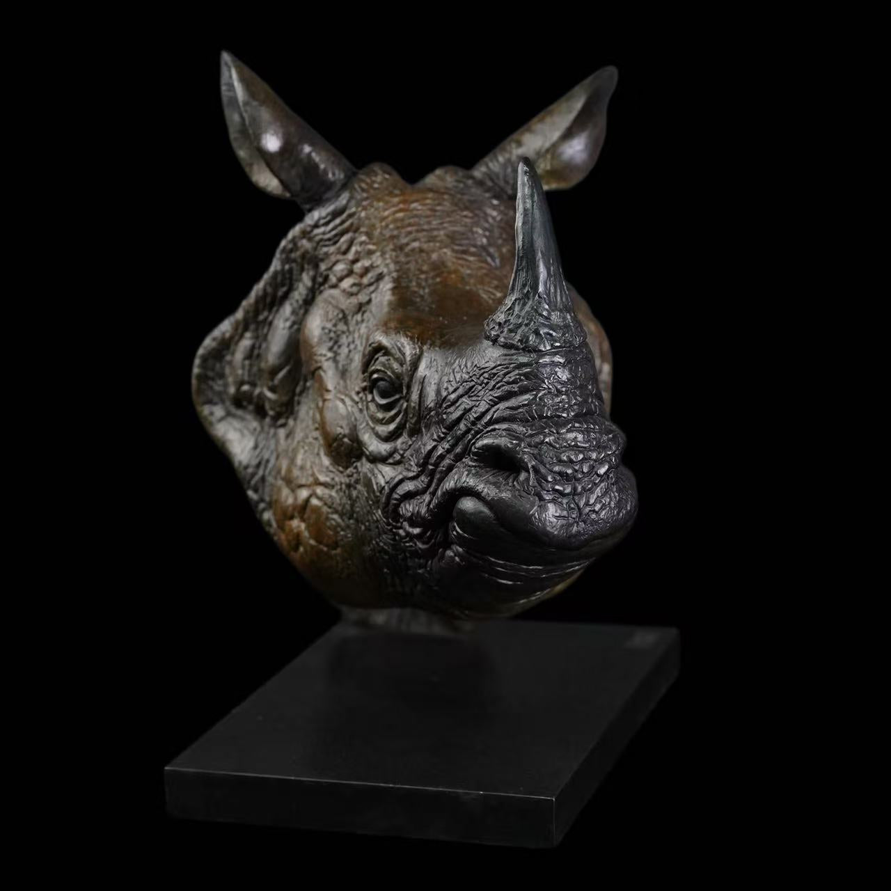 Indian Rhinoceros Head Bronze Statue Memory Museum