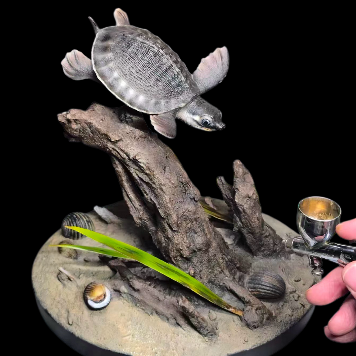 PIG-NOSED TURTLE MUSEUM-GRADE STATUE (GREY RESIN KIT / PAINTED EDITION)