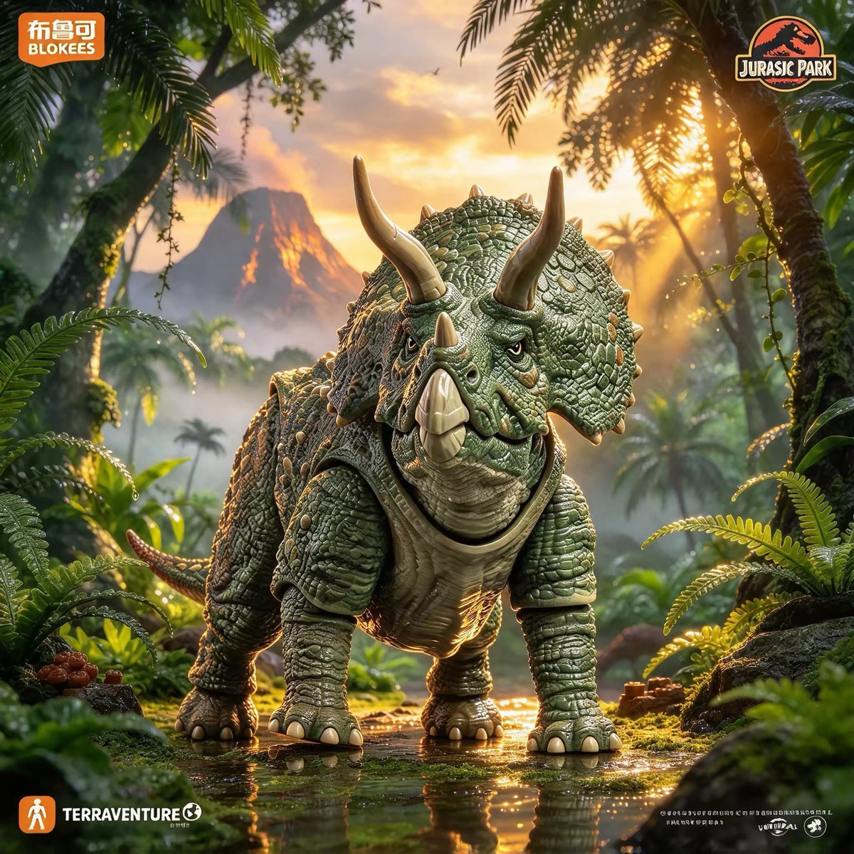 BLOKEES TERRAVENTURE JURASSIC PARK — TC01 TYRANNOSAURUS REX & TC02 TRICERATOPS 1:64 BUILDABLE MODEL KITS