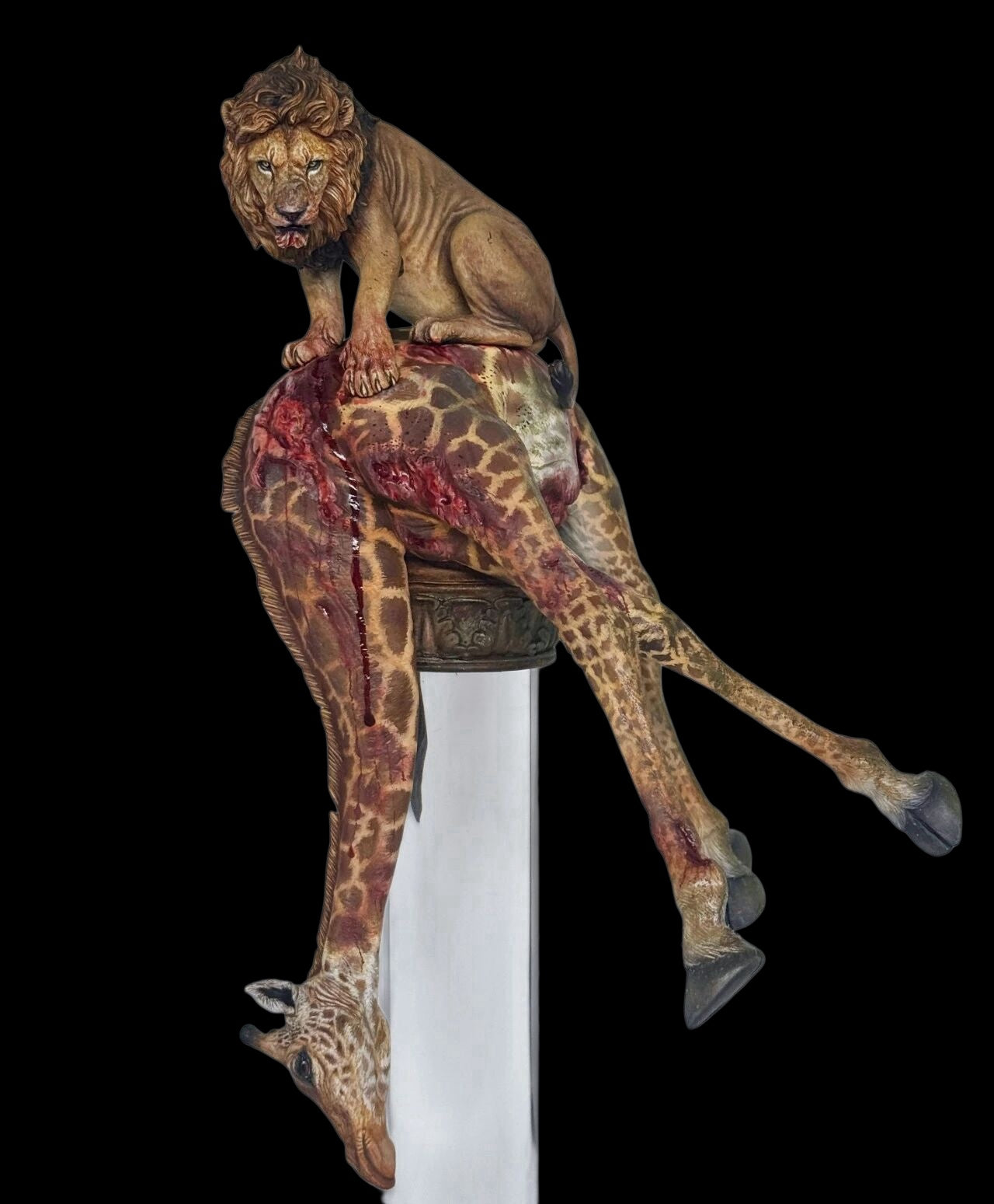 《Kiti cha ufalme》Panthera leo /Giraffa camelopardalis statue Model Kit 1:18 Scale Qi Le Studio