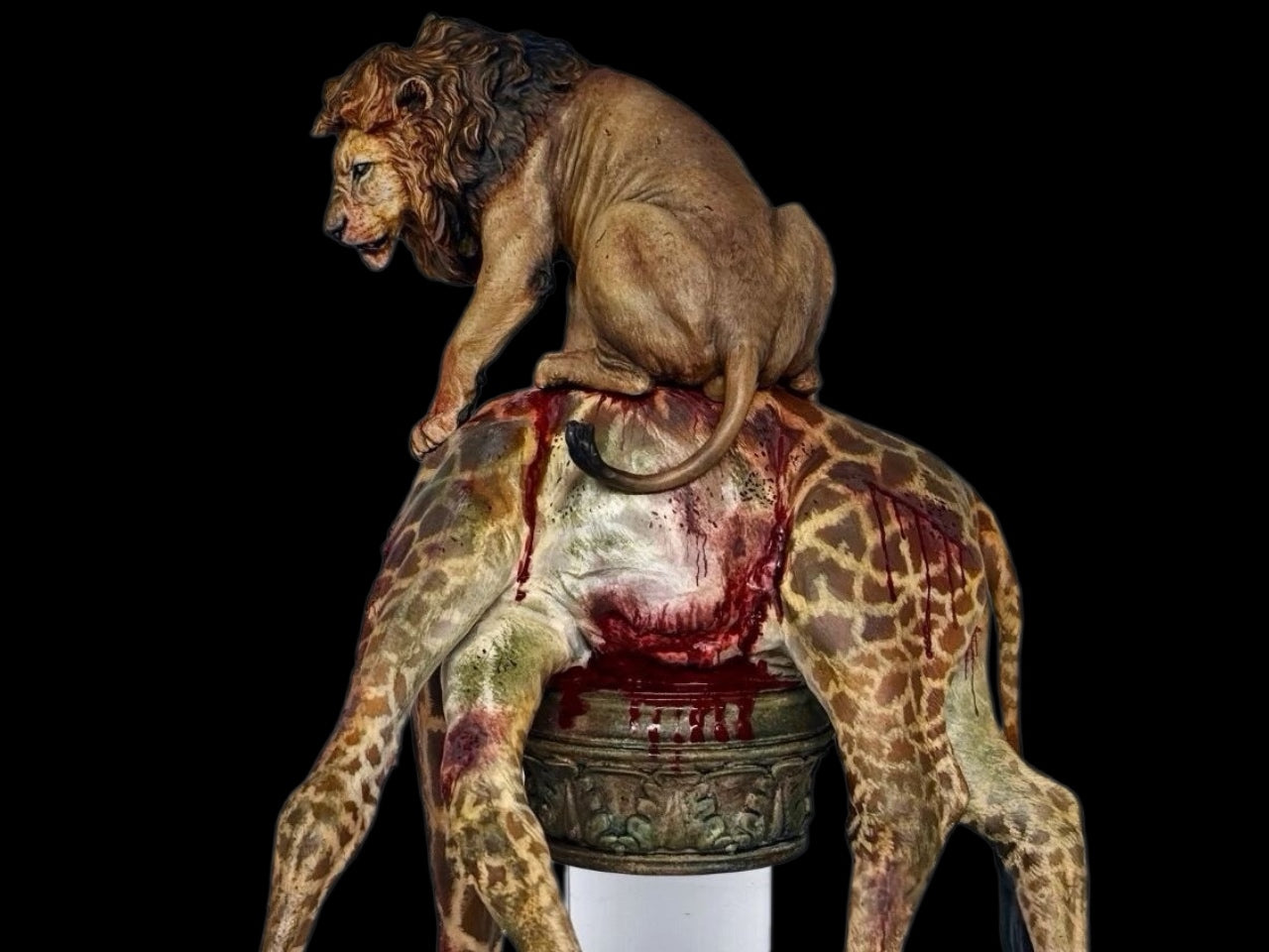《Kiti cha ufalme》Panthera leo /Giraffa camelopardalis statue Model Kit 1:18 Scale Qi Le Studio