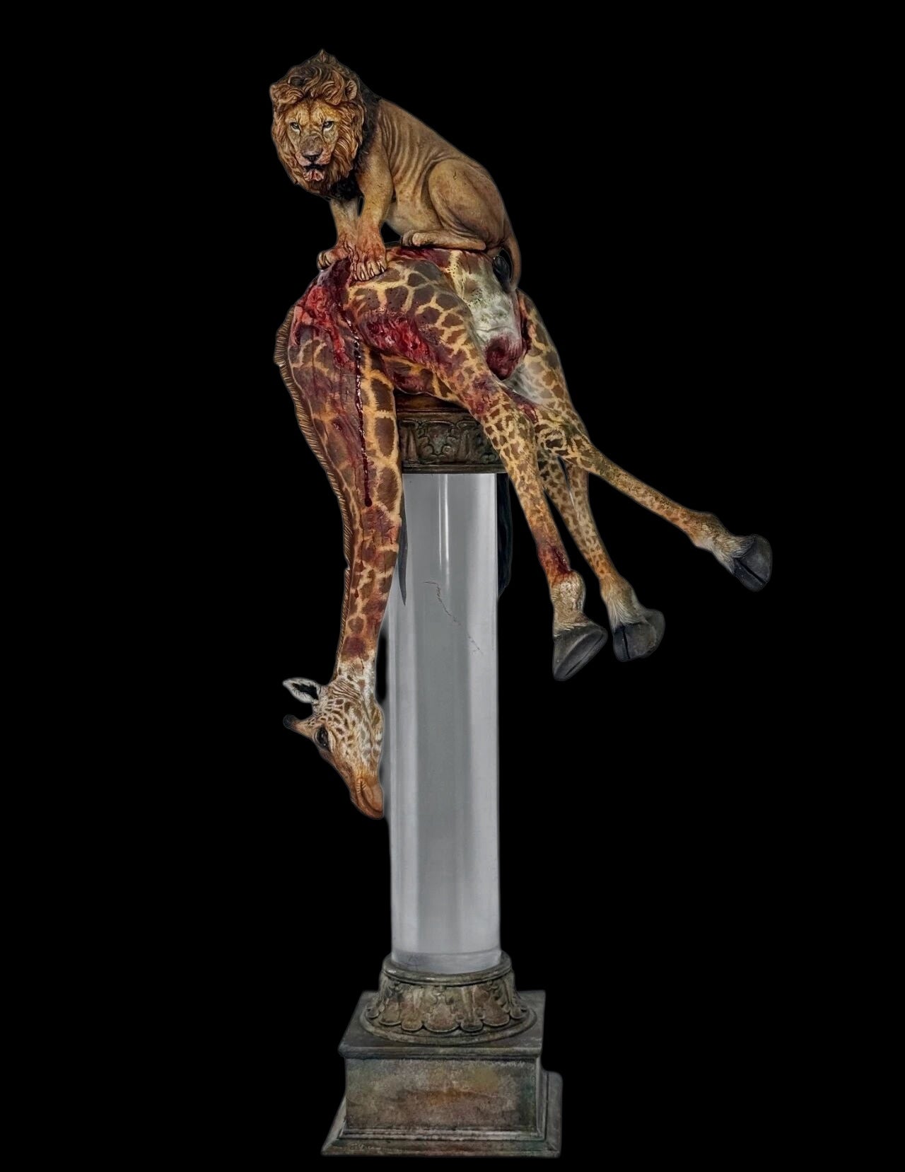 《Kiti cha ufalme》Panthera leo /Giraffa camelopardalis statue Model Kit 1:18 Scale Qi Le Studio