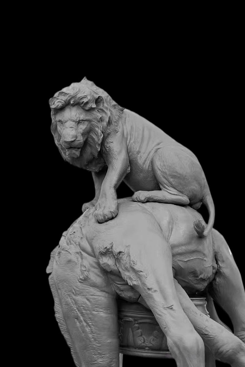 《Kiti cha ufalme》Panthera leo /Giraffa camelopardalis statue Model Kit 1:18 Scale Qi Le Studio