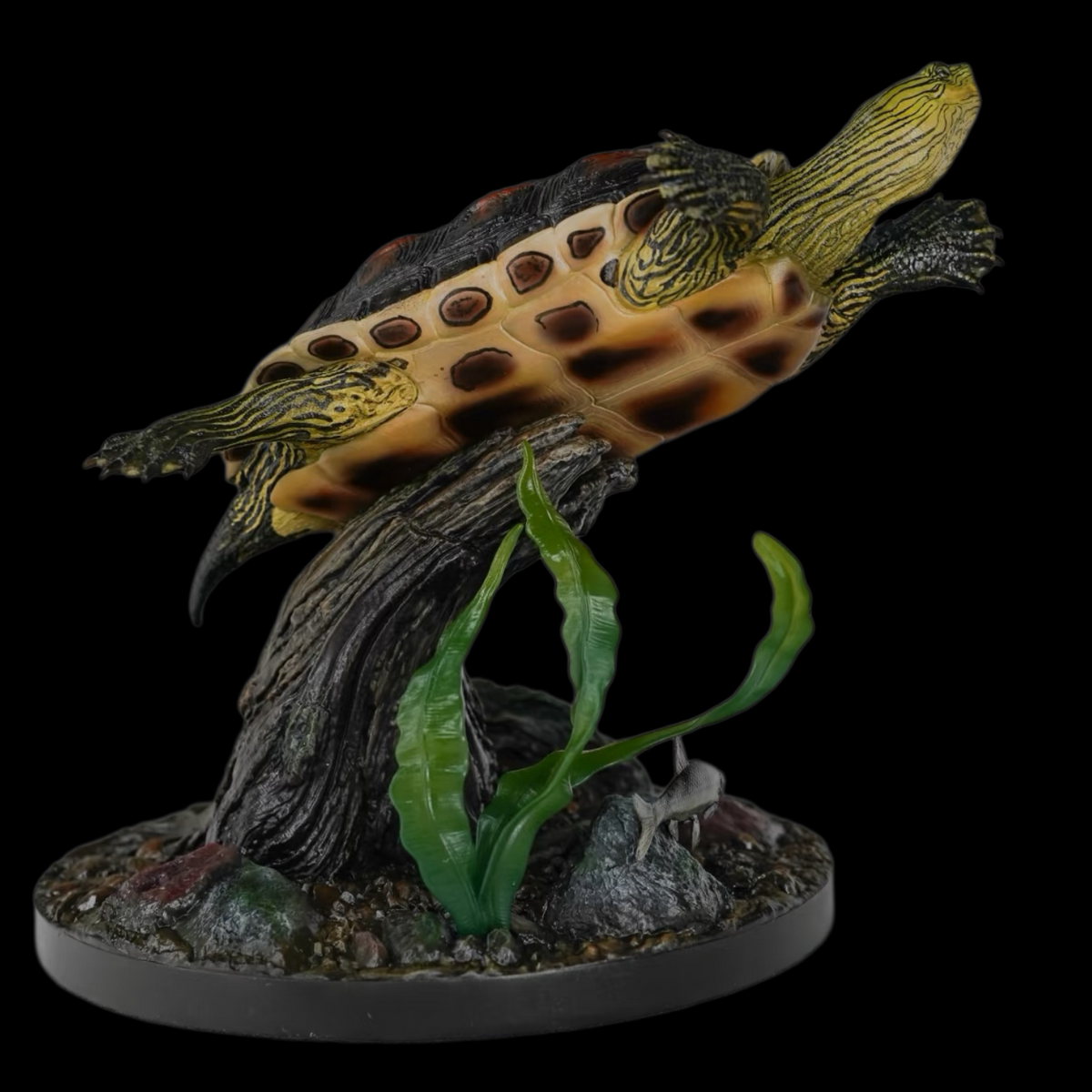 CHINESE STRIPED-NECK TURTLE (MAUREMYS SINENSIS) DUAL-SCENE STATUE SET (PAINTED FINISHED EDITION)