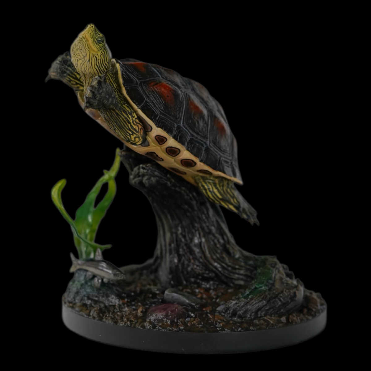 CHINESE STRIPED-NECK TURTLE (MAUREMYS SINENSIS) DUAL-SCENE STATUE SET (PAINTED FINISHED EDITION)