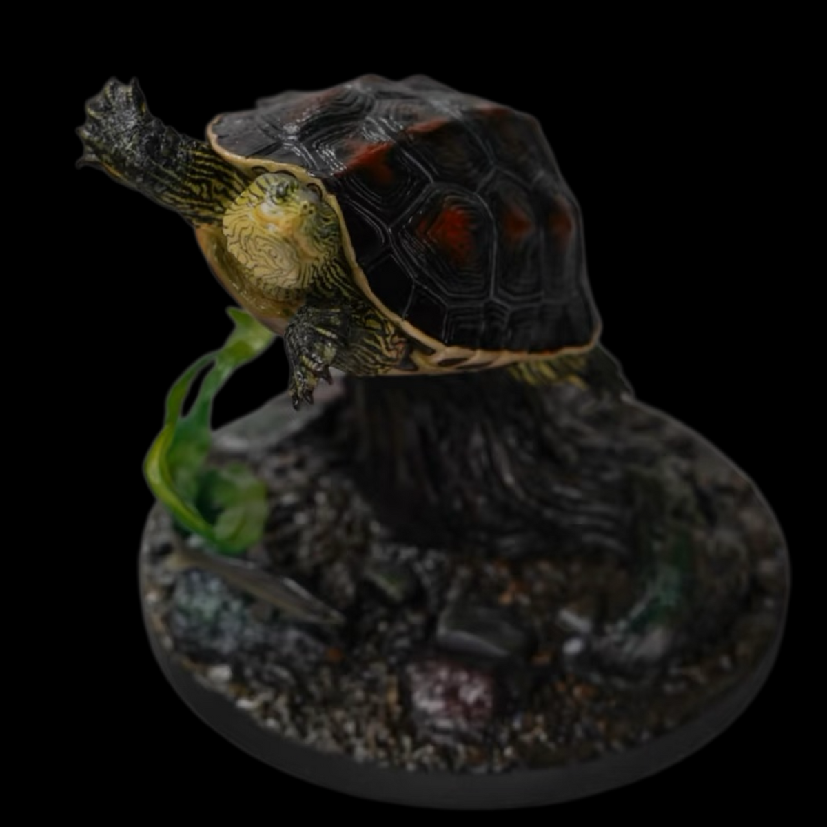 CHINESE STRIPED-NECK TURTLE (MAUREMYS SINENSIS) DUAL-SCENE STATUE SET (PAINTED FINISHED EDITION)