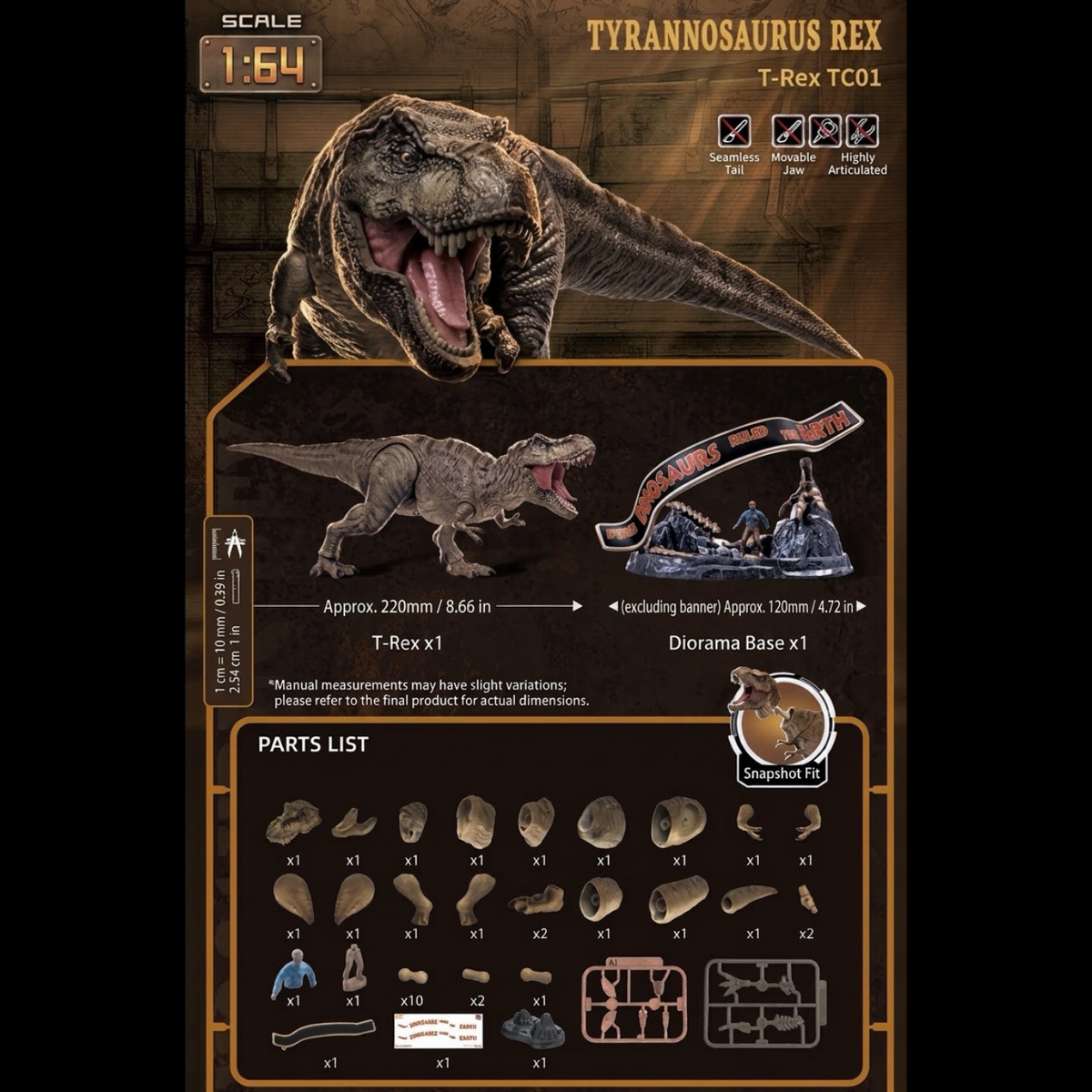 BLOKEES TERRAVENTURE JURASSIC PARK — TC01 TYRANNOSAURUS REX & TC02 TRICERATOPS 1:64 BUILDABLE MODEL KITS