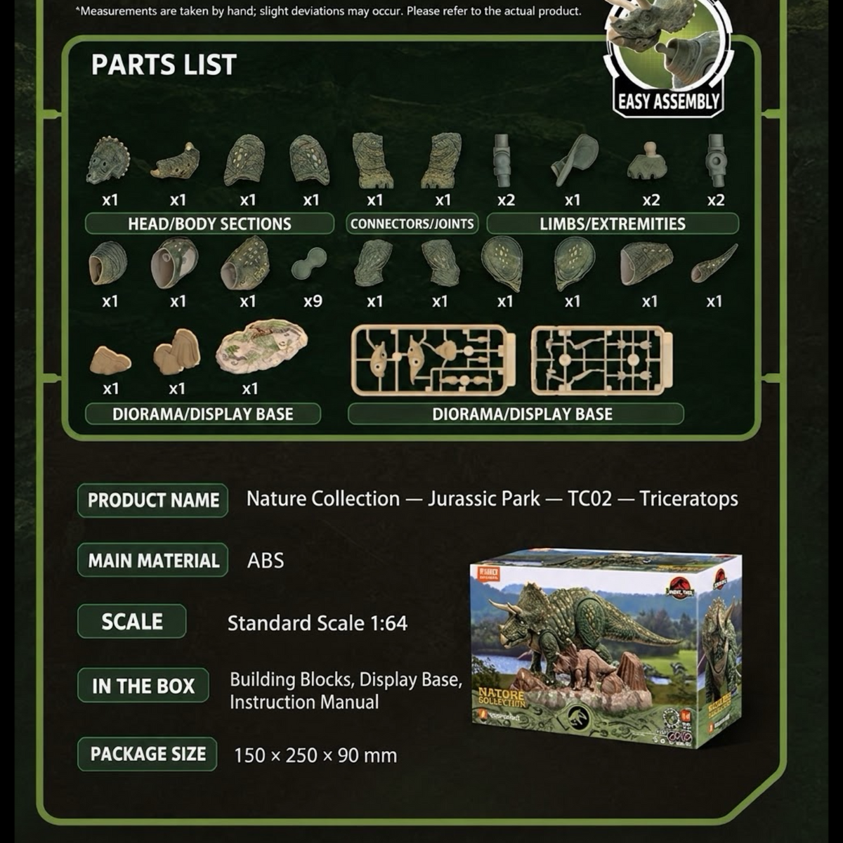 BLOKEES TERRAVENTURE JURASSIC PARK — TC01 TYRANNOSAURUS REX & TC02 TRICERATOPS 1:64 BUILDABLE MODEL KITS
