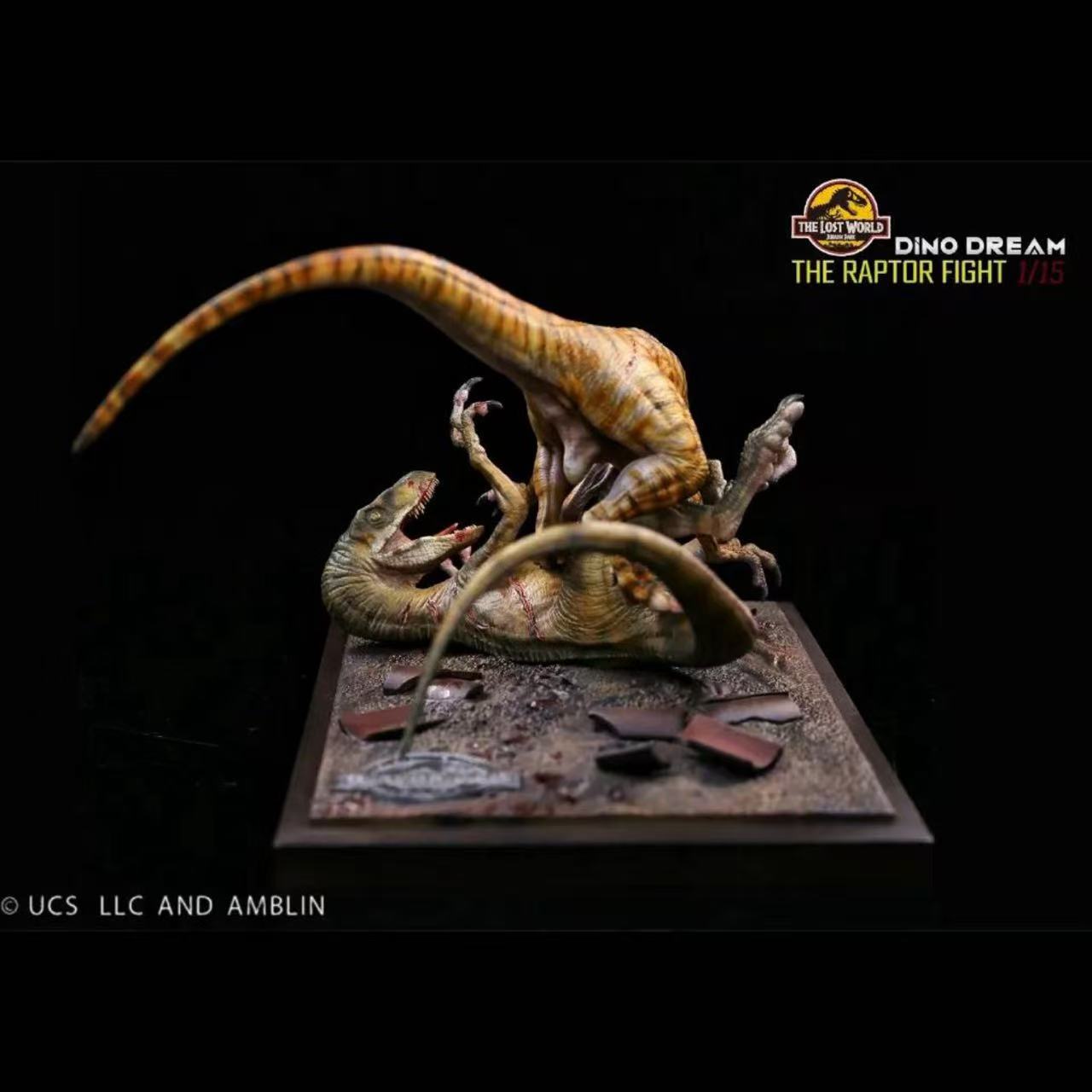 DinoDream  | Jurassic World  Velociraptor Raptor Pair Battle Statue | 1/15 Scale