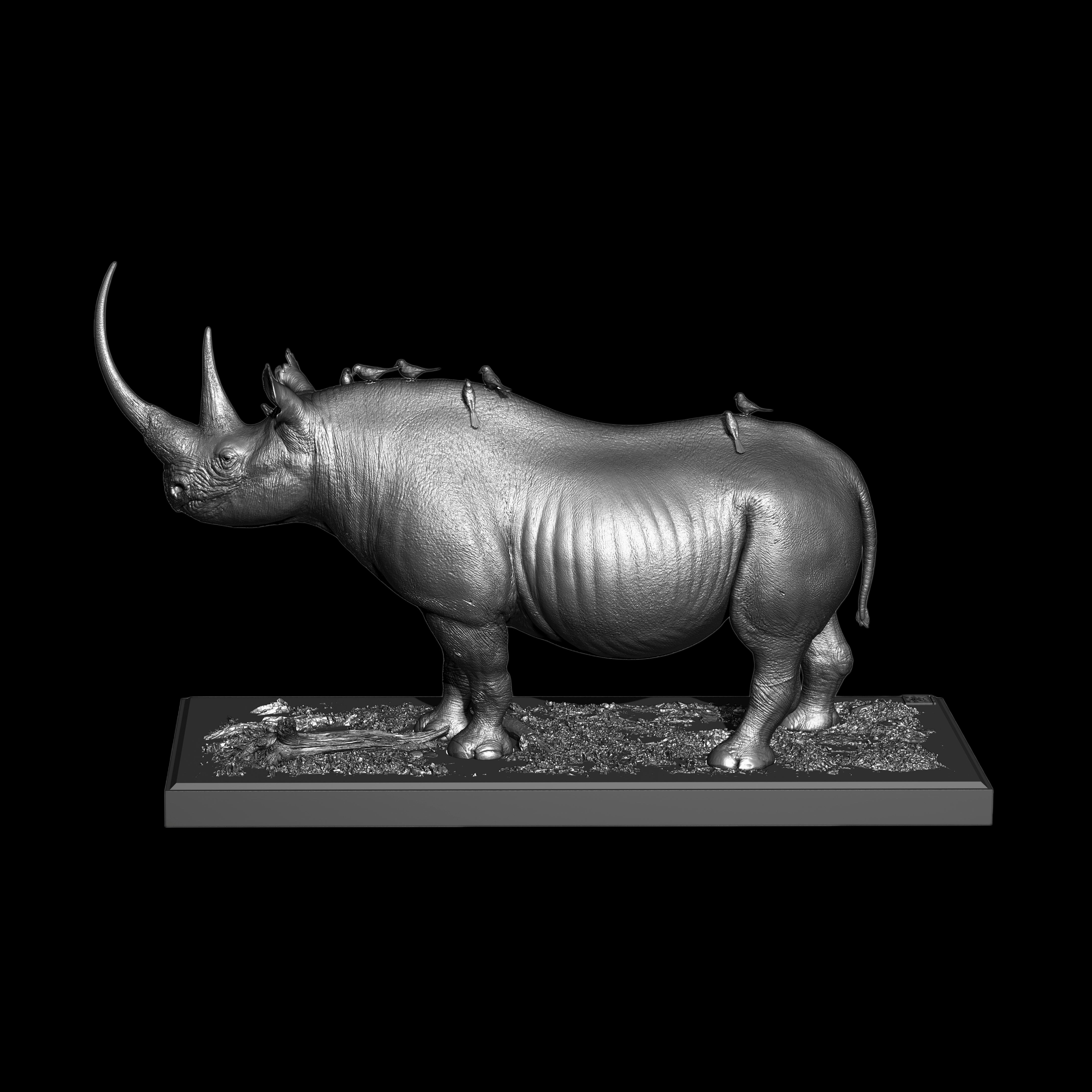 Black Rhinoceros (Diceros bicornis)  statue Model Kit 1:35 1:18 1:15 1:10 1:6 Scale