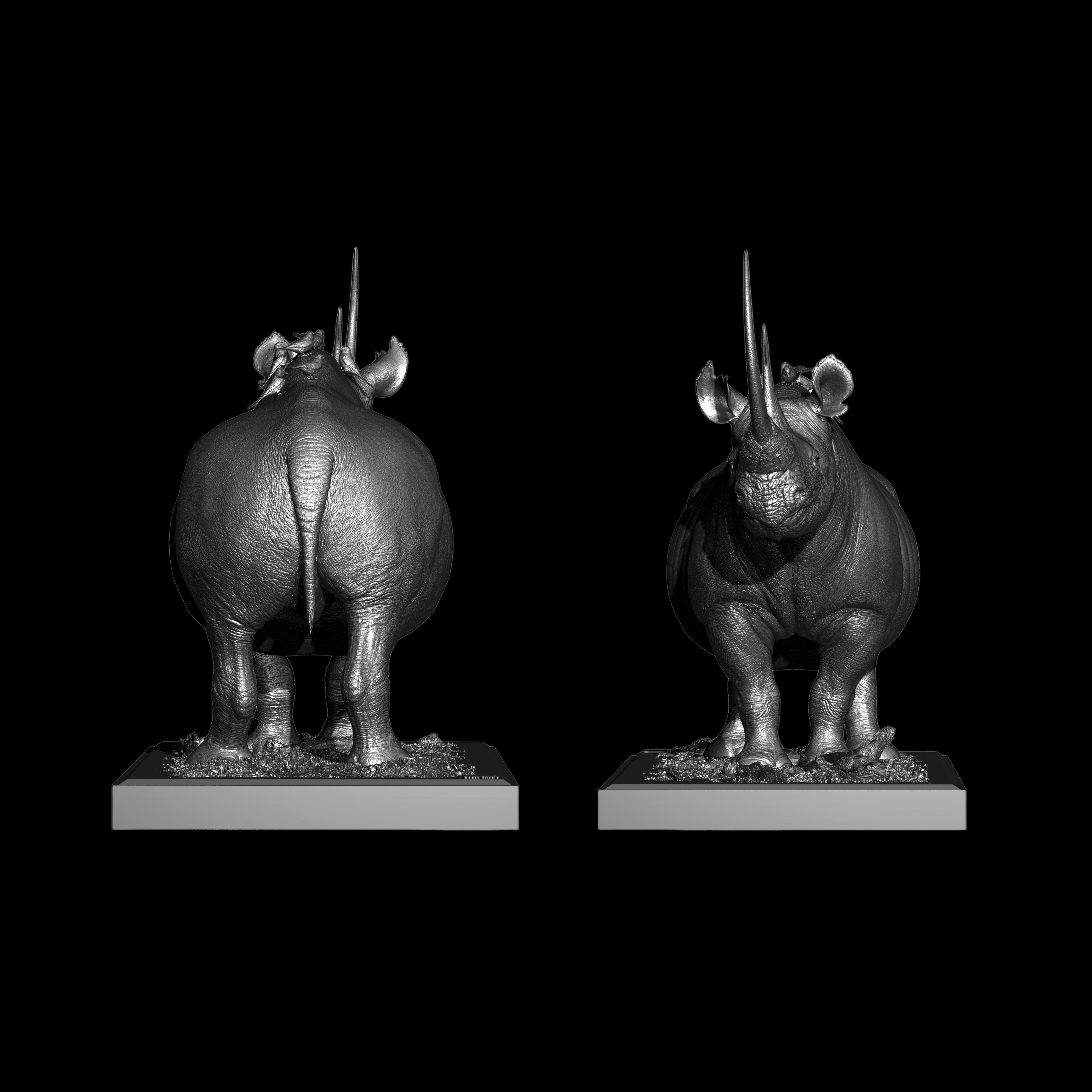 Black Rhinoceros (Diceros bicornis)  statue Model Kit 1:35 1:18 1:15 1:10 1:6 Scale